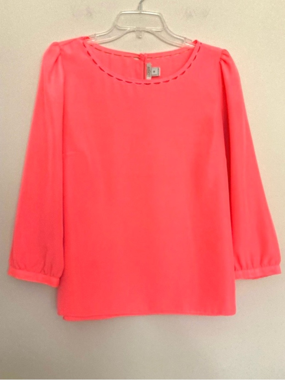 J. Crew Women’s Coral / Salmon Pink Scalloped-Neck Blouse